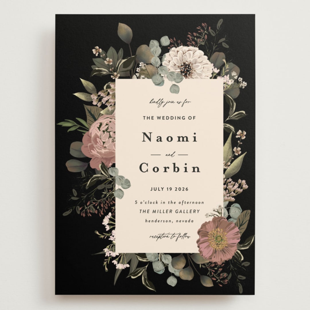 "Peonies & Sage" - Wedding Invitations in Fawn by Susan Moyal - Front