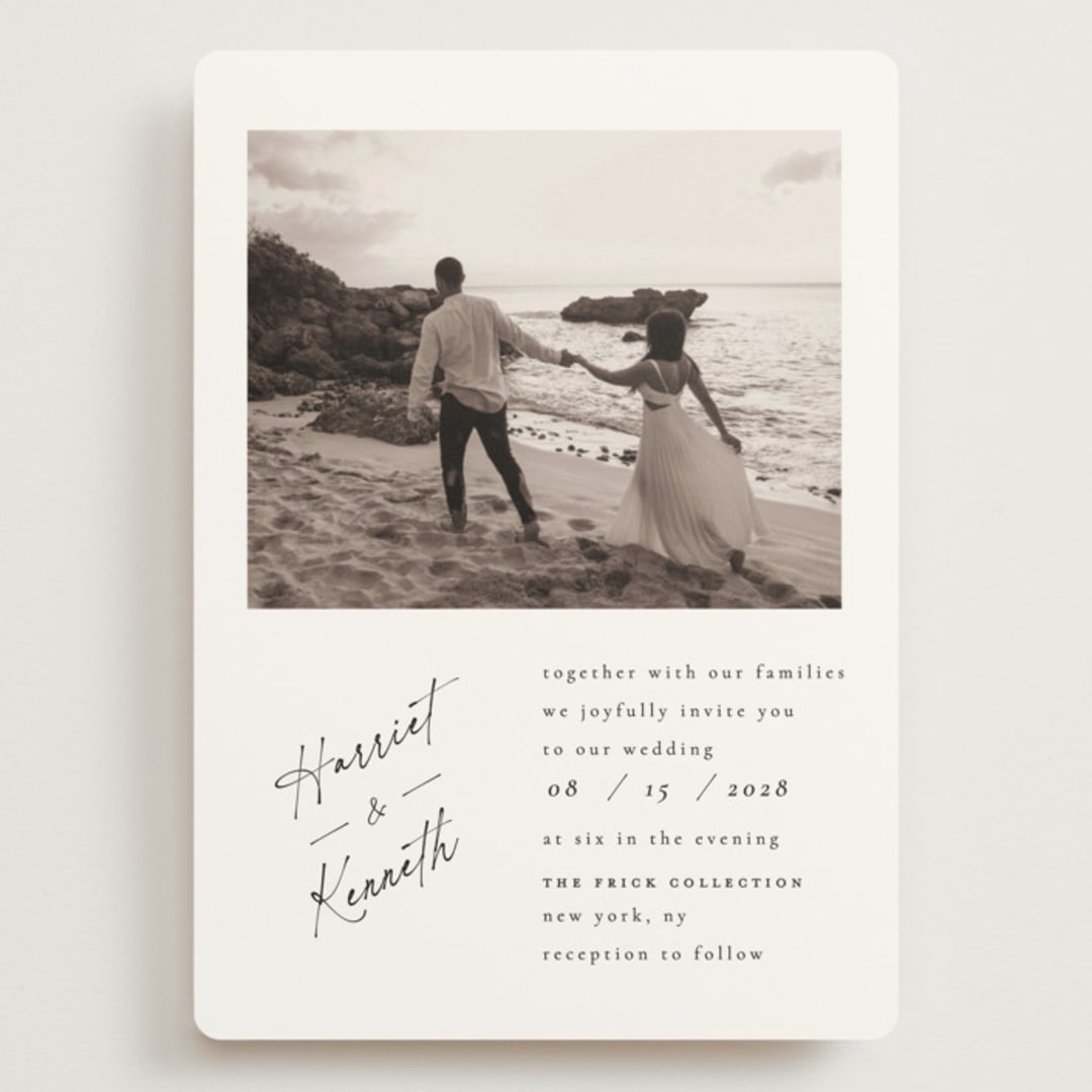"Scripted Elegance" - Wedding Invitations in Linen by Ana de Sousa - Front