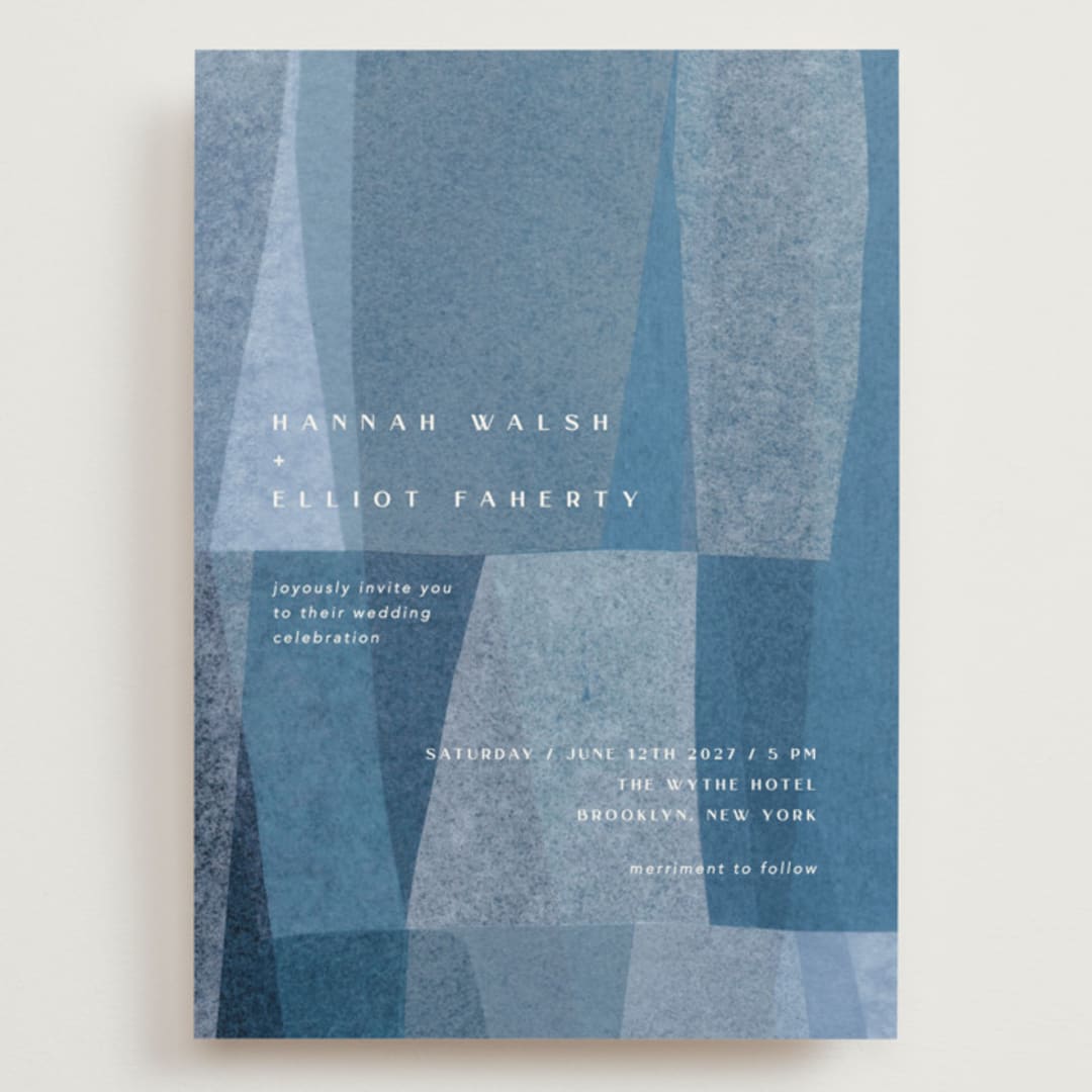 "denim patchwork" - Wedding Invitations in Seaside by Carrie Moradi - Front