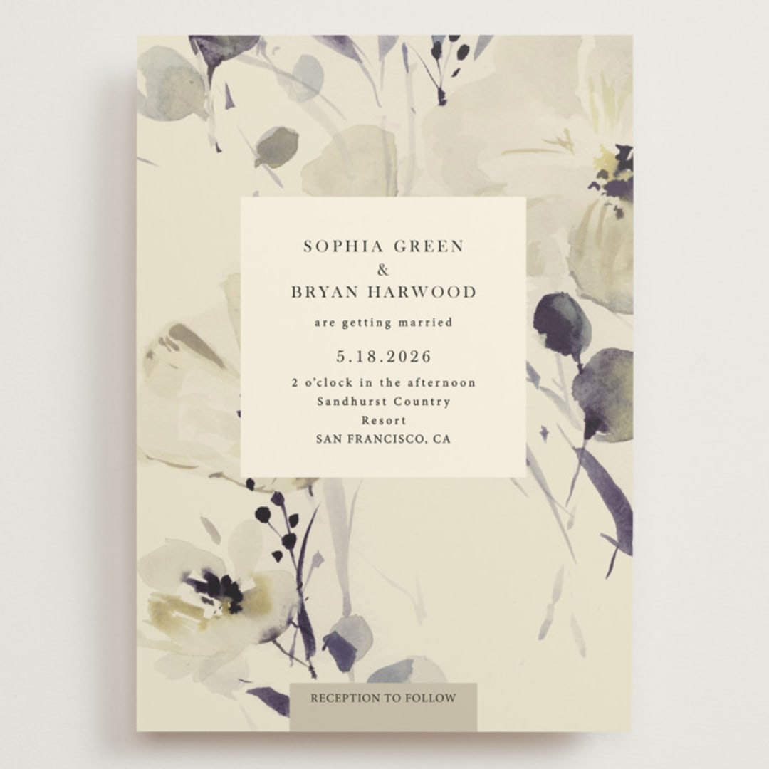 "Linen and Cloth" - Wedding Invitations in Almond by Peony Rose Design - Front