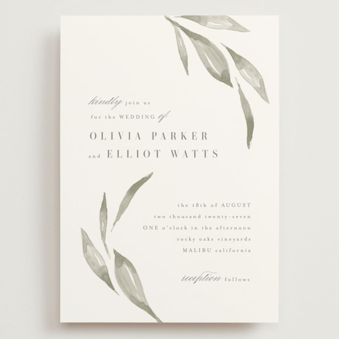 "Whispered Leaves" - Wedding Invitations in Leaf by Kristie Kern - Front