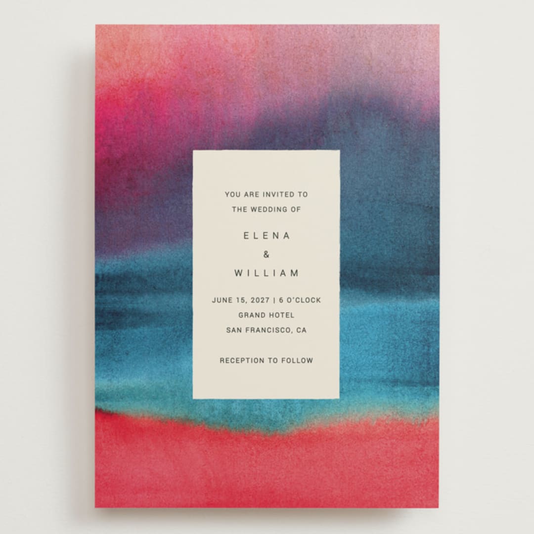 "At Dusk" - Wedding Invitations in Sunset by Sumak Studio - Front