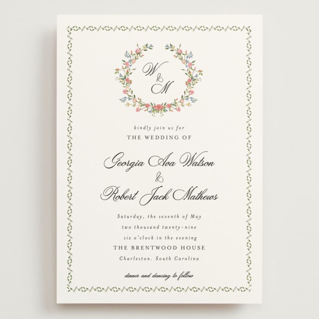 "Monogramed" - Wedding Invitations in Blush by Susan Moyal - Front