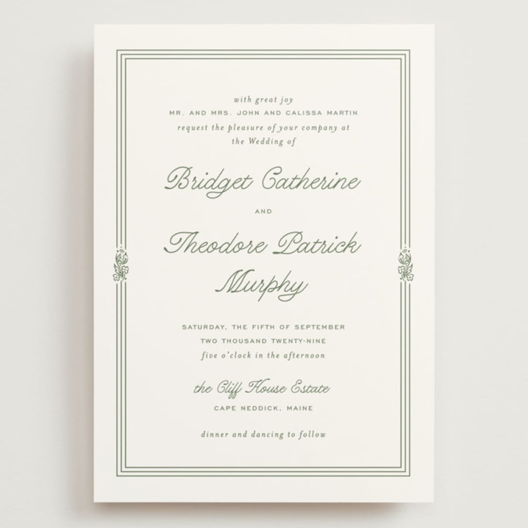 "Court" - Wedding Invitations in Leaf by Kate Ahn - Front