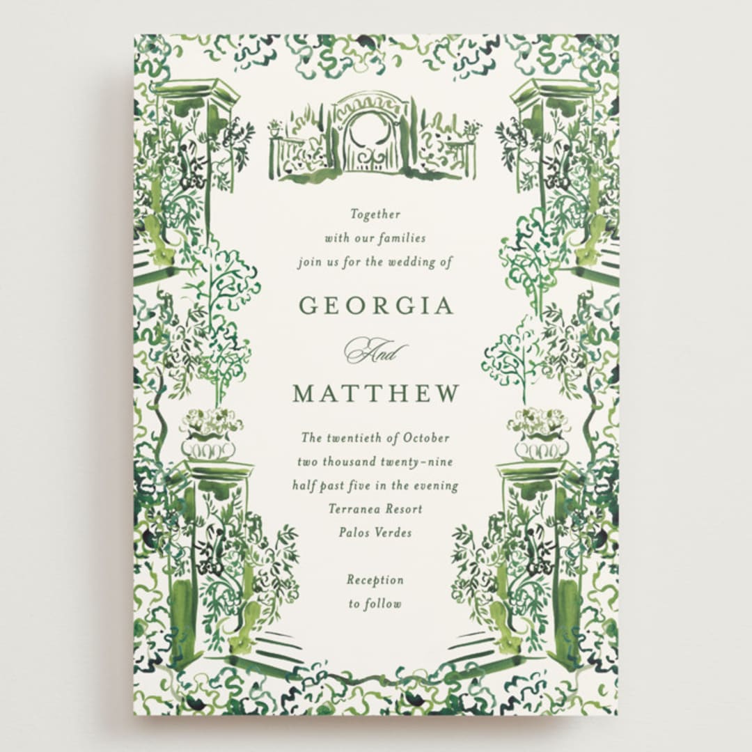 "gates and pillars" - Wedding Invitations in Sap by Becky Nimoy - Front