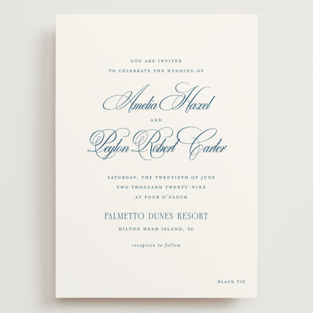 "Hilton" - Wedding Invitations in Ocean by Kelly Schmidt - Front