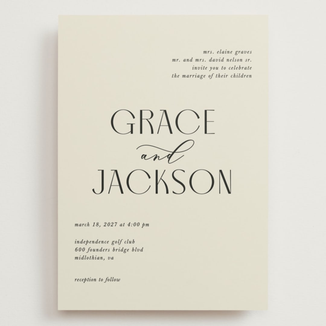 "Commonwealth" - Wedding Invitations in Ecru by That Girl Press - Front