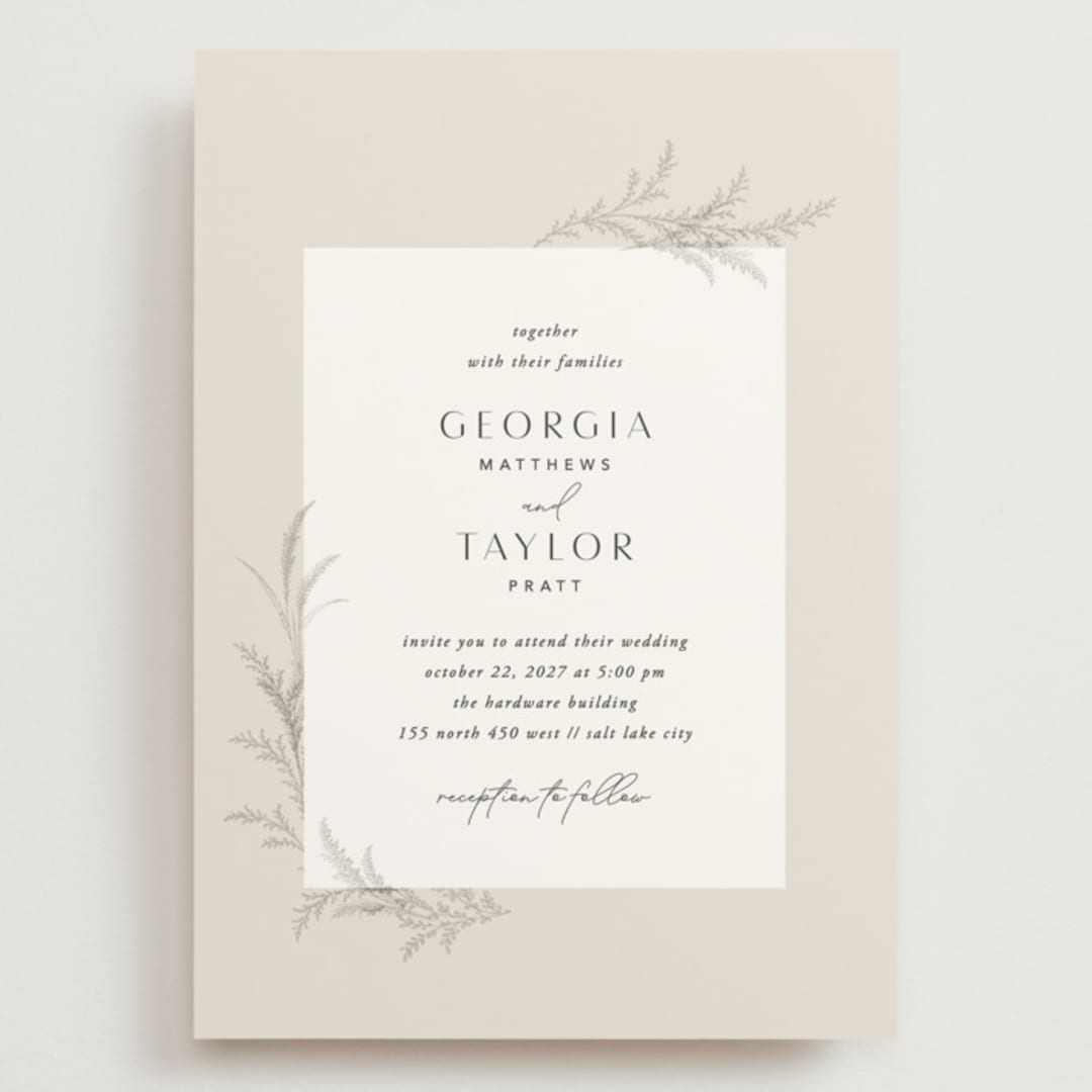 "Etched Frame" - Wedding Invitations in Eggshell by Robert and Stella - Front