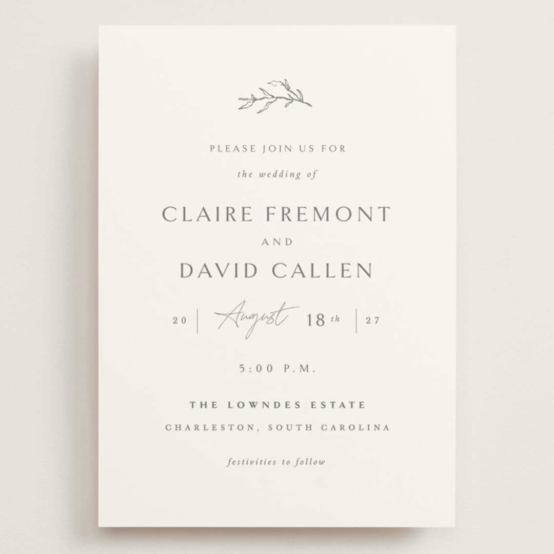 "Sketch" - Wedding Invitations in Cloud by Sara Hicks Malone - Front