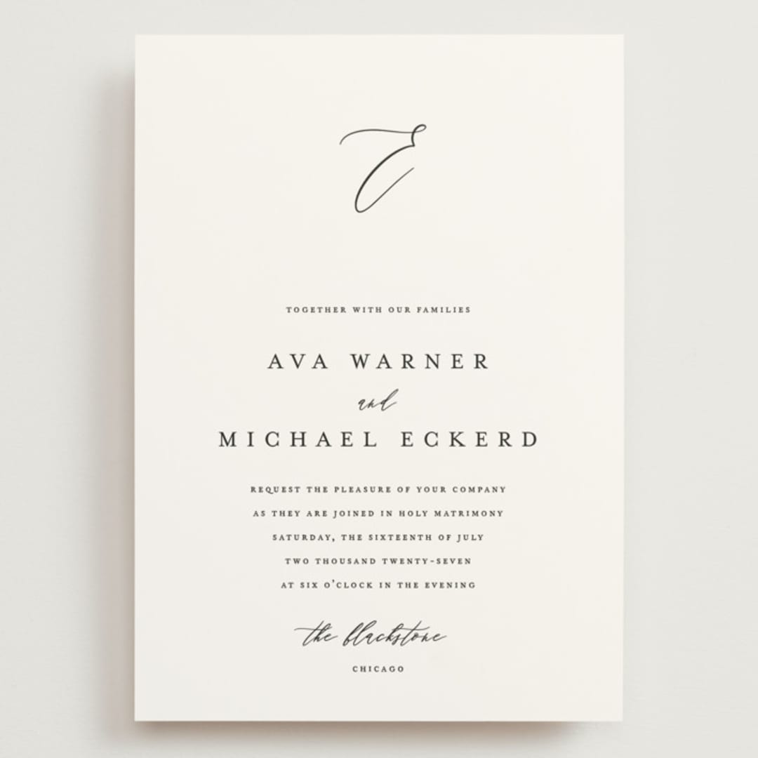 "Delicate" - Wedding Invitations in Obsidian by Jennifer Postorino - Front