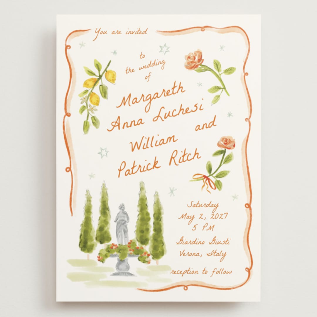 "Giardino" - Wedding Invitations in Flame by Pati Cascino - Front