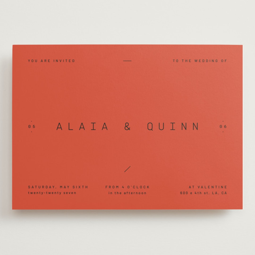 "Alaia" - Wedding Invitations in Verona Sunset by Blustery August - Front