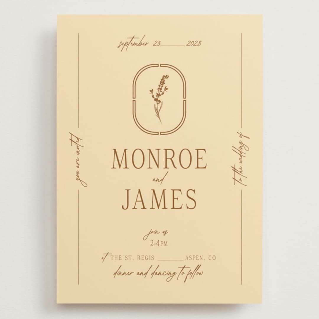 "Classic and Floral" - Wedding Invitations in Bark by Jen Ramsey - Front