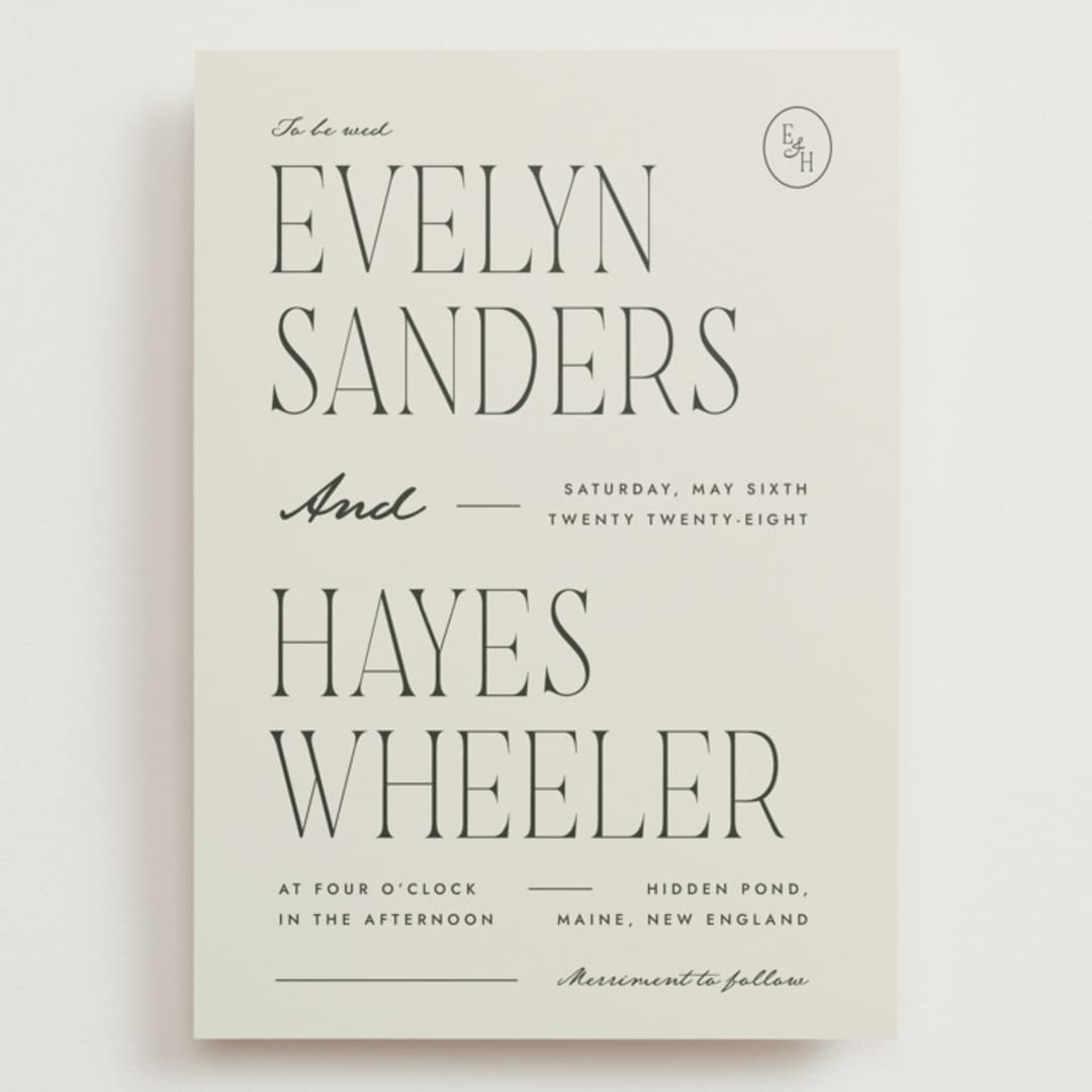 "Hayes" - Wedding Invitations in Forest by Blustery August - Front