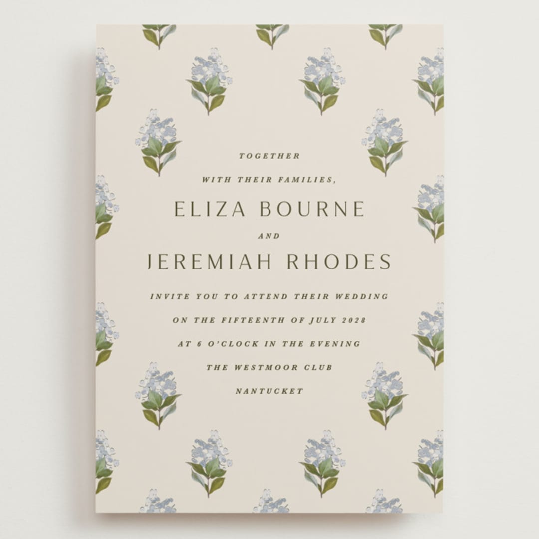 "Blockprint" - Wedding Invitations in Almond by Olivia Kanaley Inman - Front