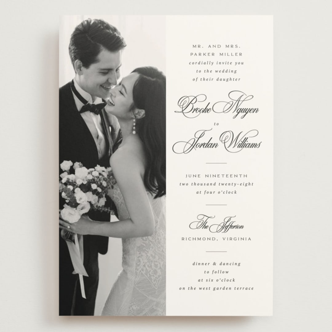 "Side by Side" - Wedding Invitations in Tuxedo by Orasie - Front
