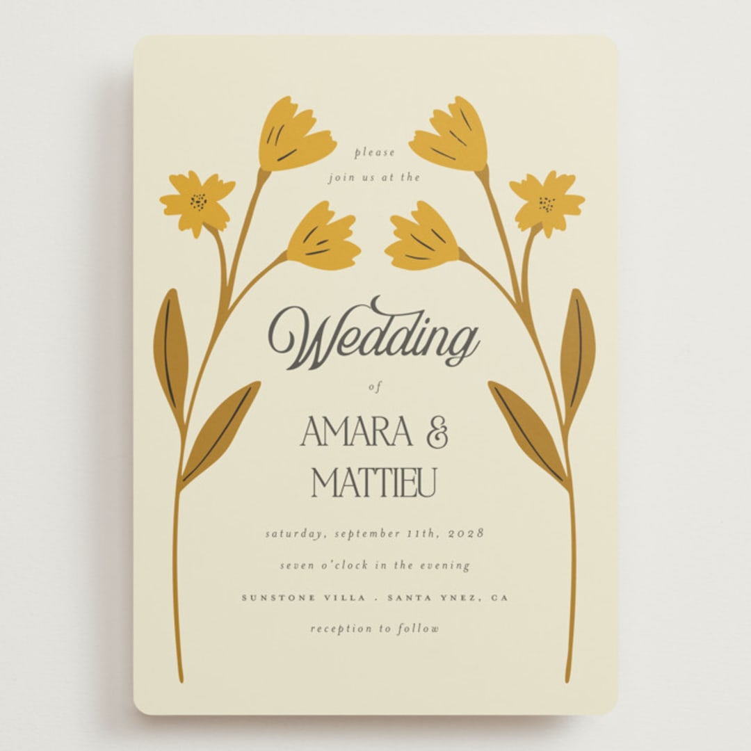 "Vintage Wildflowers" - Wedding Invitations in Yolk by Morgan Kendall - Front