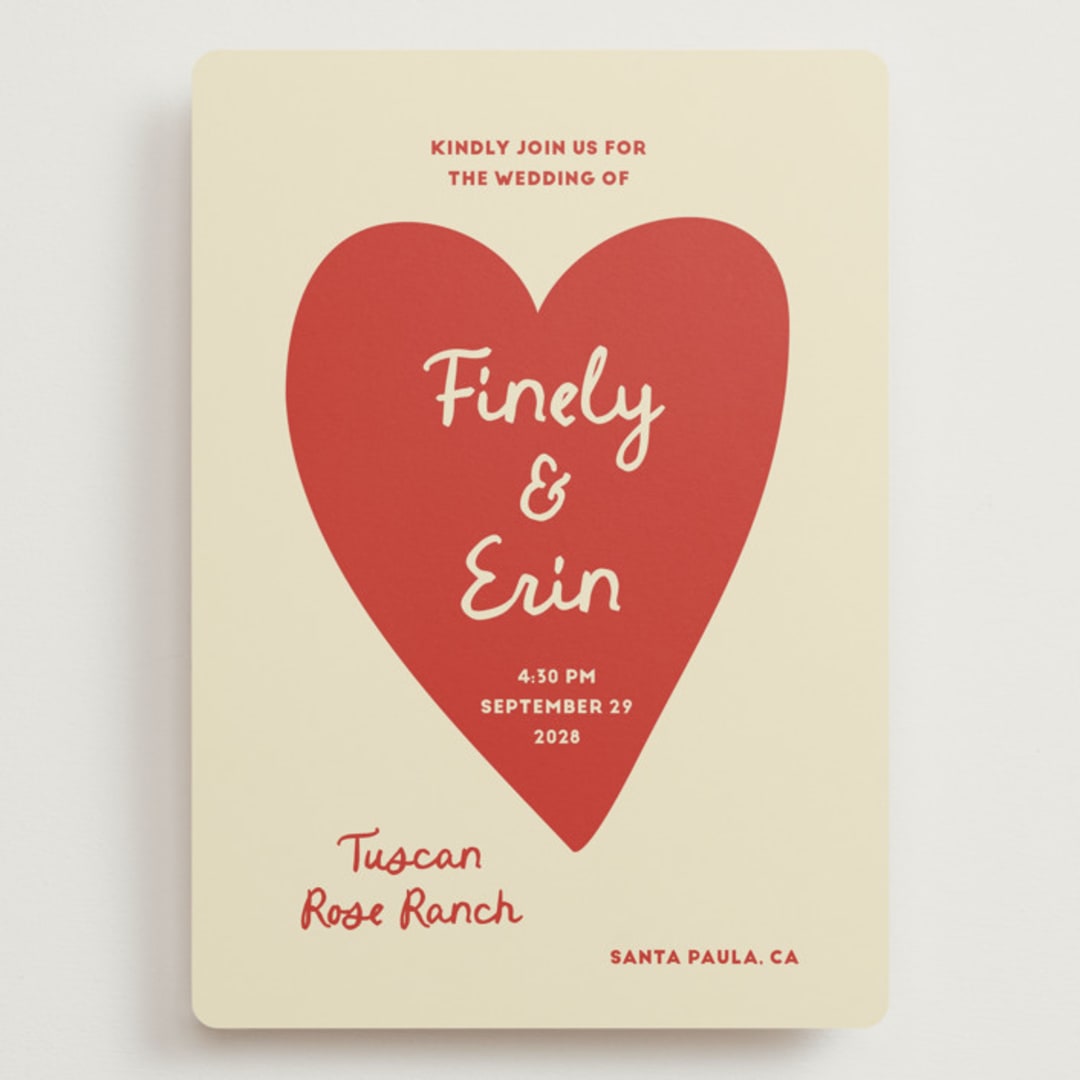 "Big Heart Wedding" - Wedding Invitations in Cherry by Ani Somi - Front