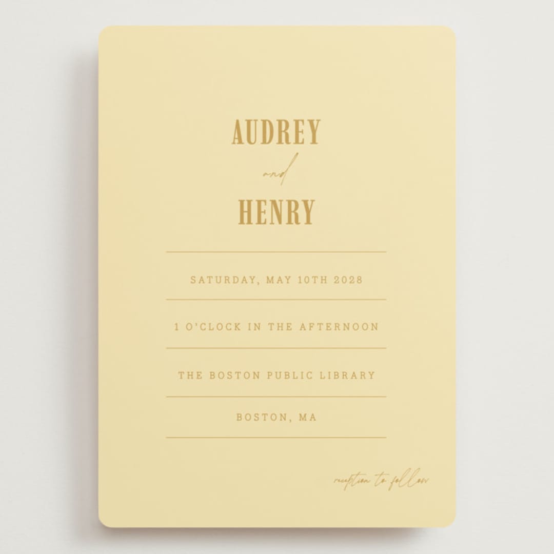 "Vintage Label" - Wedding Invitations in Butter by Nazia Hyder - Front