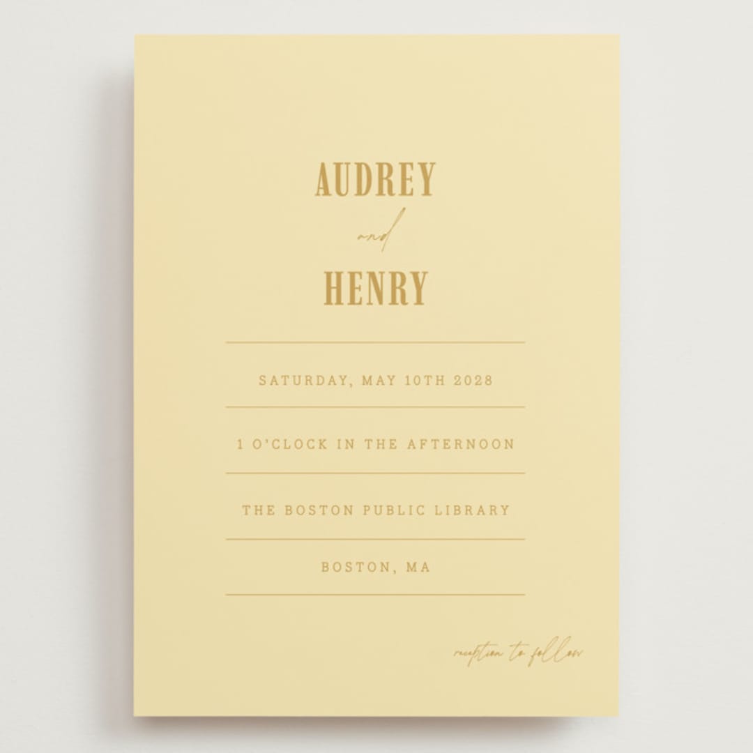 "Vintage Label" - Wedding Invitations in Butter by Nazia Hyder - Front