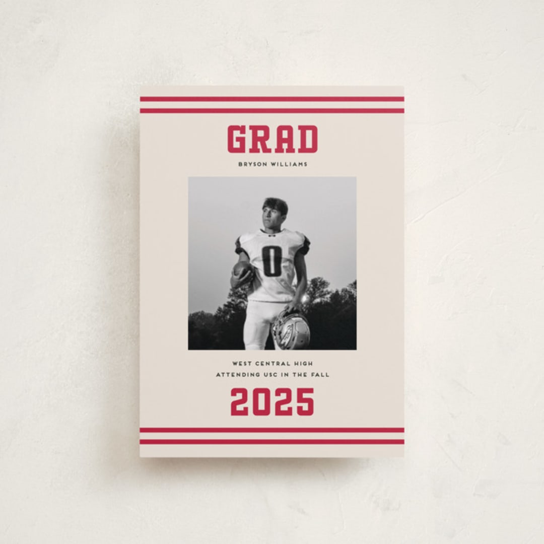 "Team Grad" - Graduation Announcements in Cherry by Louise Kay - Front