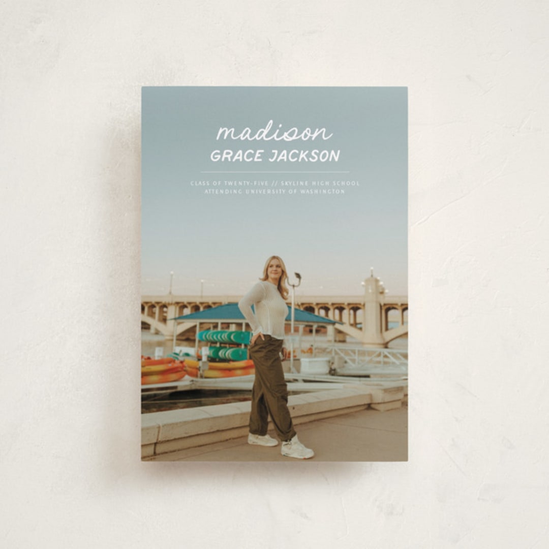 "Handwritten Stack" - Graduation Announcements in Snow by Stephanie Heinrich Godbout - Front