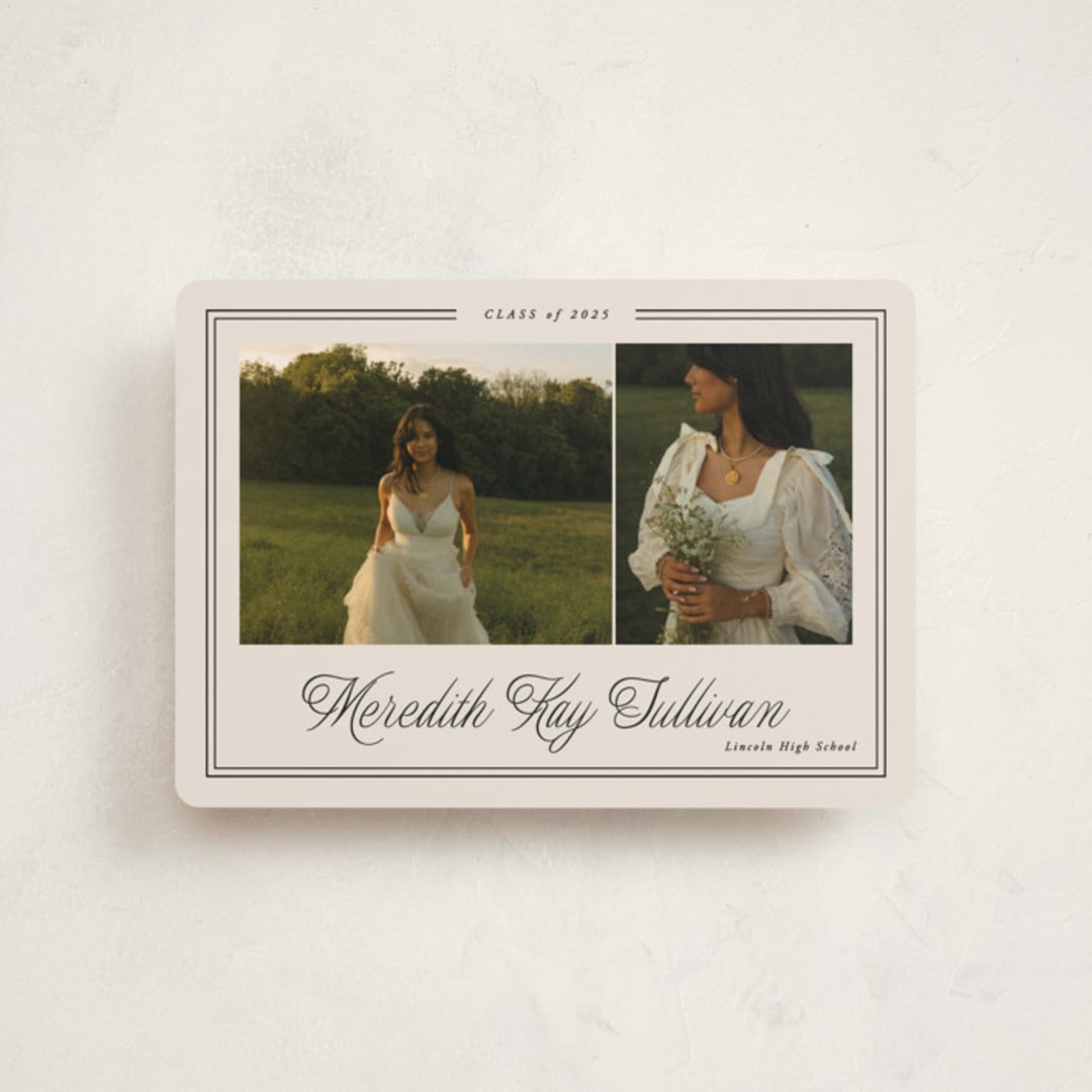 "Timeless Border" - Graduation Announcements in Almond by Brianne Larsen - Front