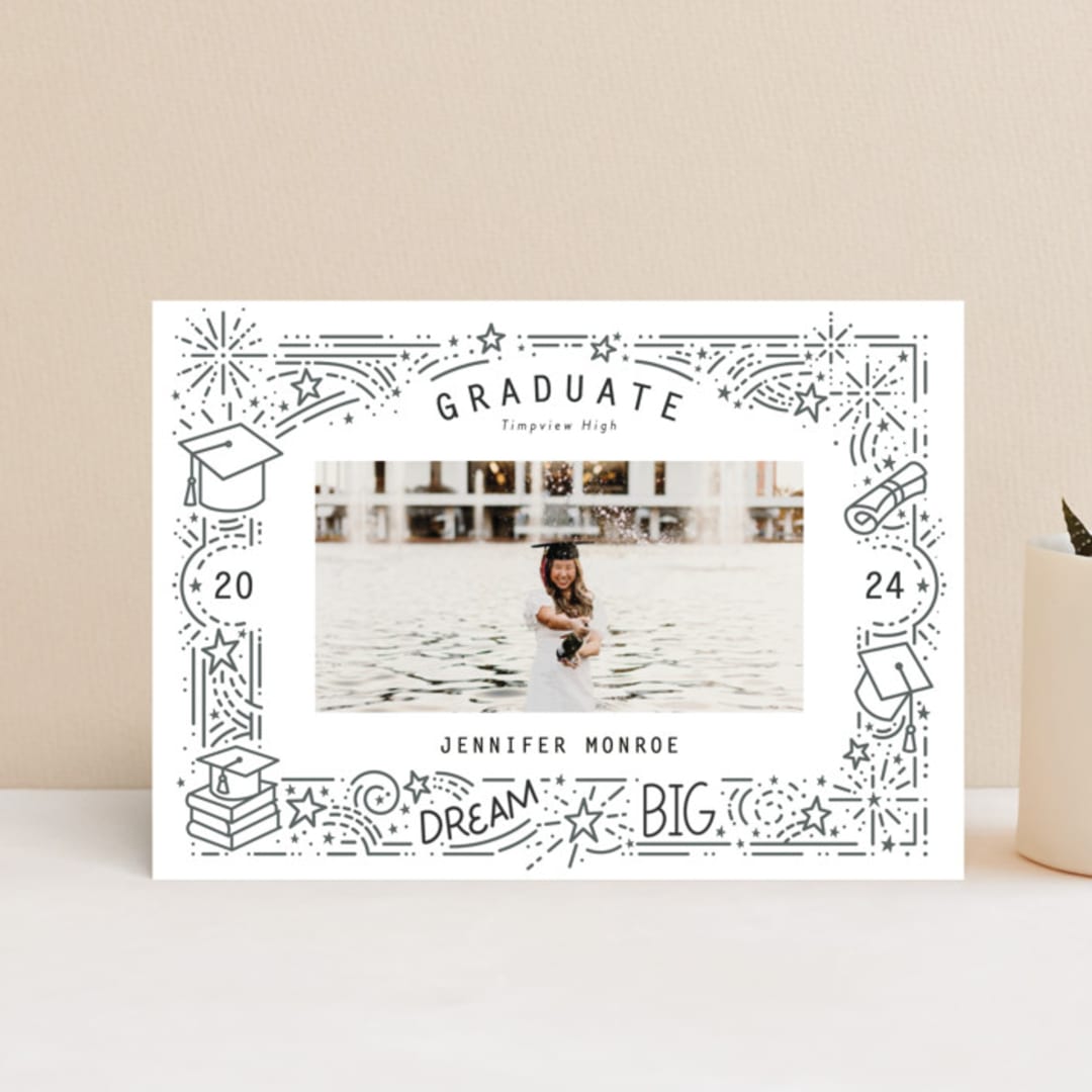 "Dream Big Grad" - Graduation Announcements in Snow by Stephanie Hawkes - Front