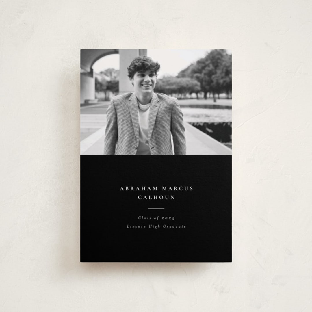 "Distinguished" - Graduation Announcements in Noir by Meggy Masters - Front