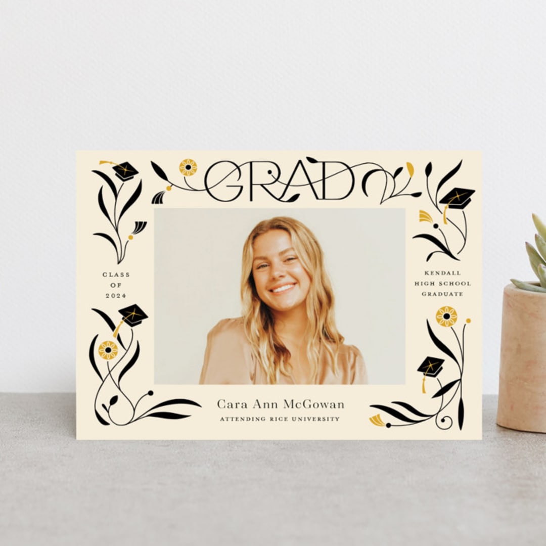 "Grad Florals" - Graduation Announcements in Cream by Morgan Ramberg - Front