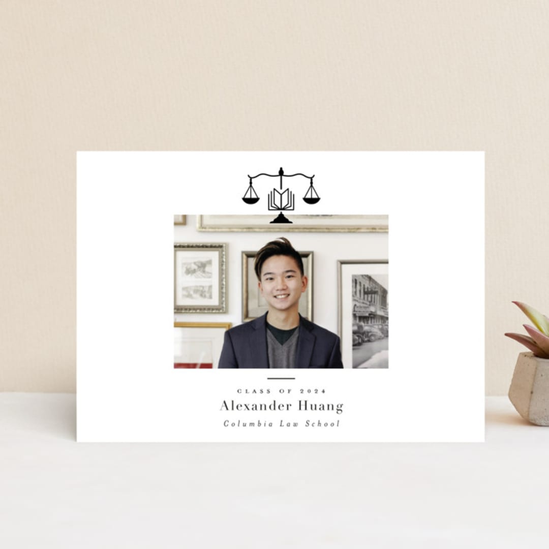 "Scales of Justice" - Graduation Announcements in Ink by Hudson meet Rose - Front