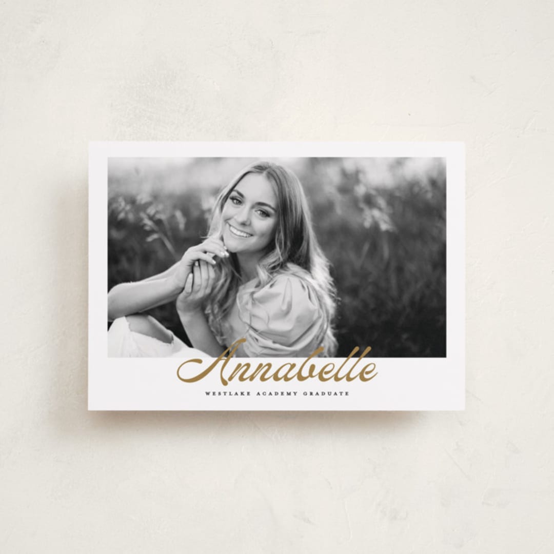 "vintage script" - Graduation Announcements in Golden by Maja Cunningham - Front
