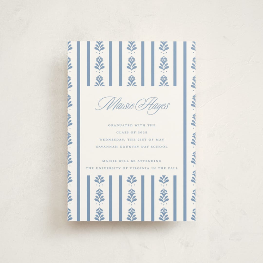 "Sweet Garden" - Graduation Announcements in Provincial Blue by Erin German - Front