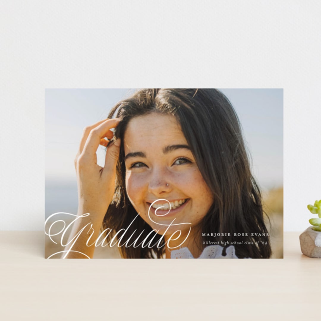 "Swooping" - Graduation Announcements in Cotton by Carmia Jordaan - Front