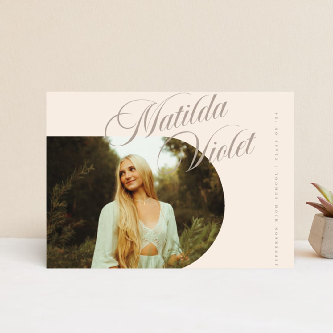 "Modern Curves" - Graduation Announcements in Almond by Morgan Kendall - Front
