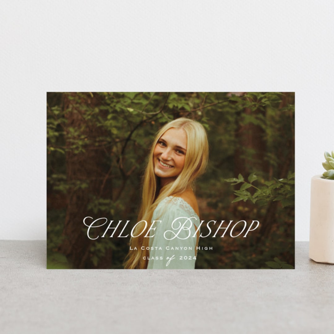 "Chic Name" - Graduation Announcements in Cloud by Carolyn MacLaren - Front