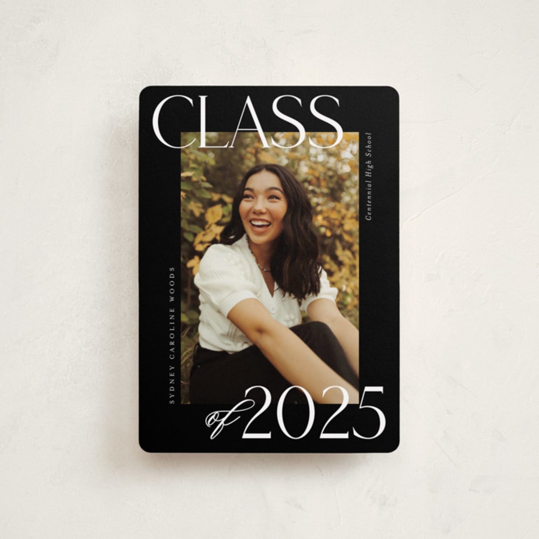 "Scholarly Surround" - Graduation Announcements in Licorice by Jessica Williams - Front