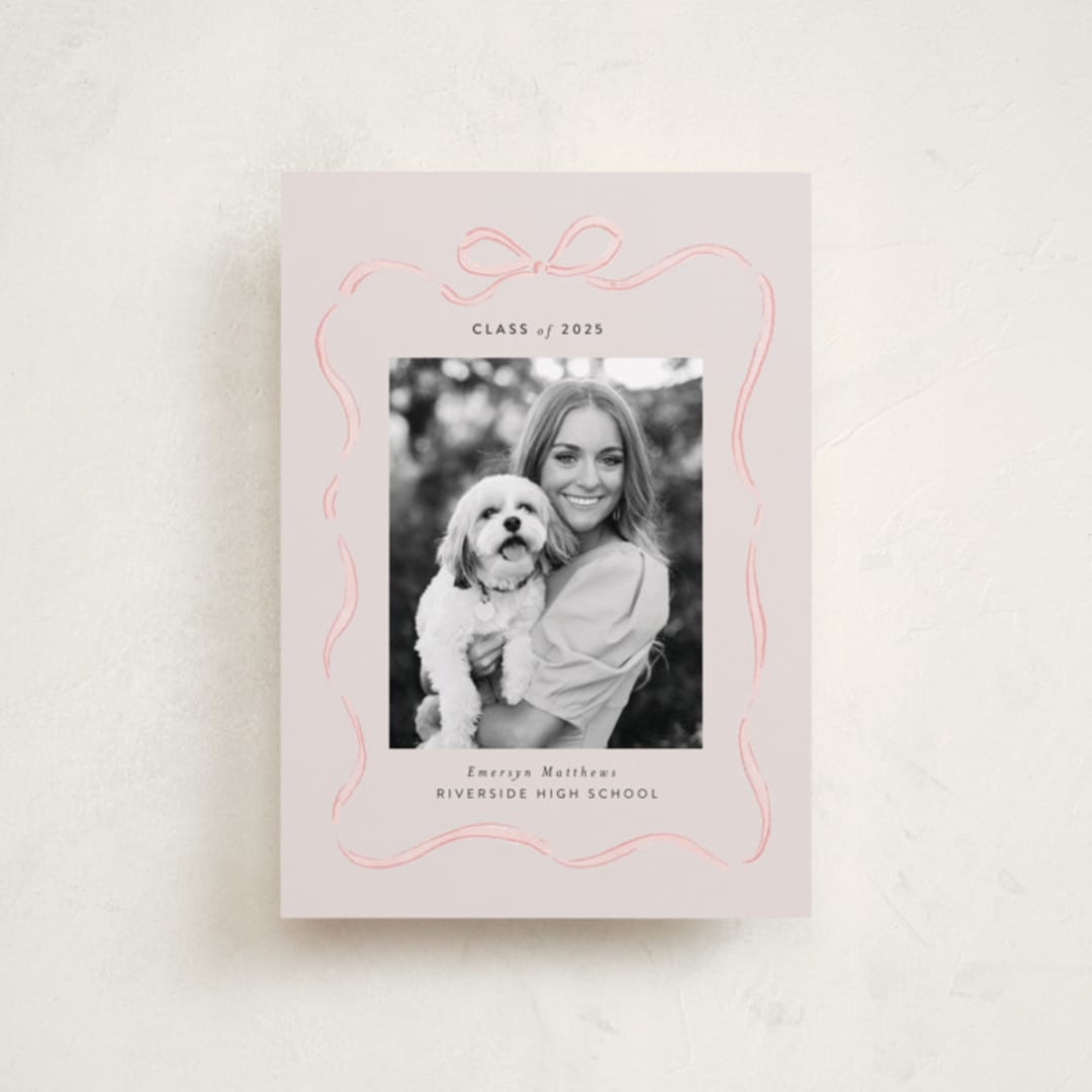 "Ribbon Frame" - Graduation Announcements in Blush by Itsy Belle Studio - Front