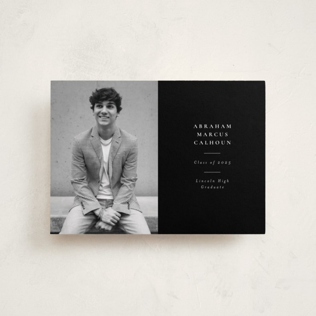 "Distinguished" - Graduation Announcements in Noir by Meggy Masters - Front