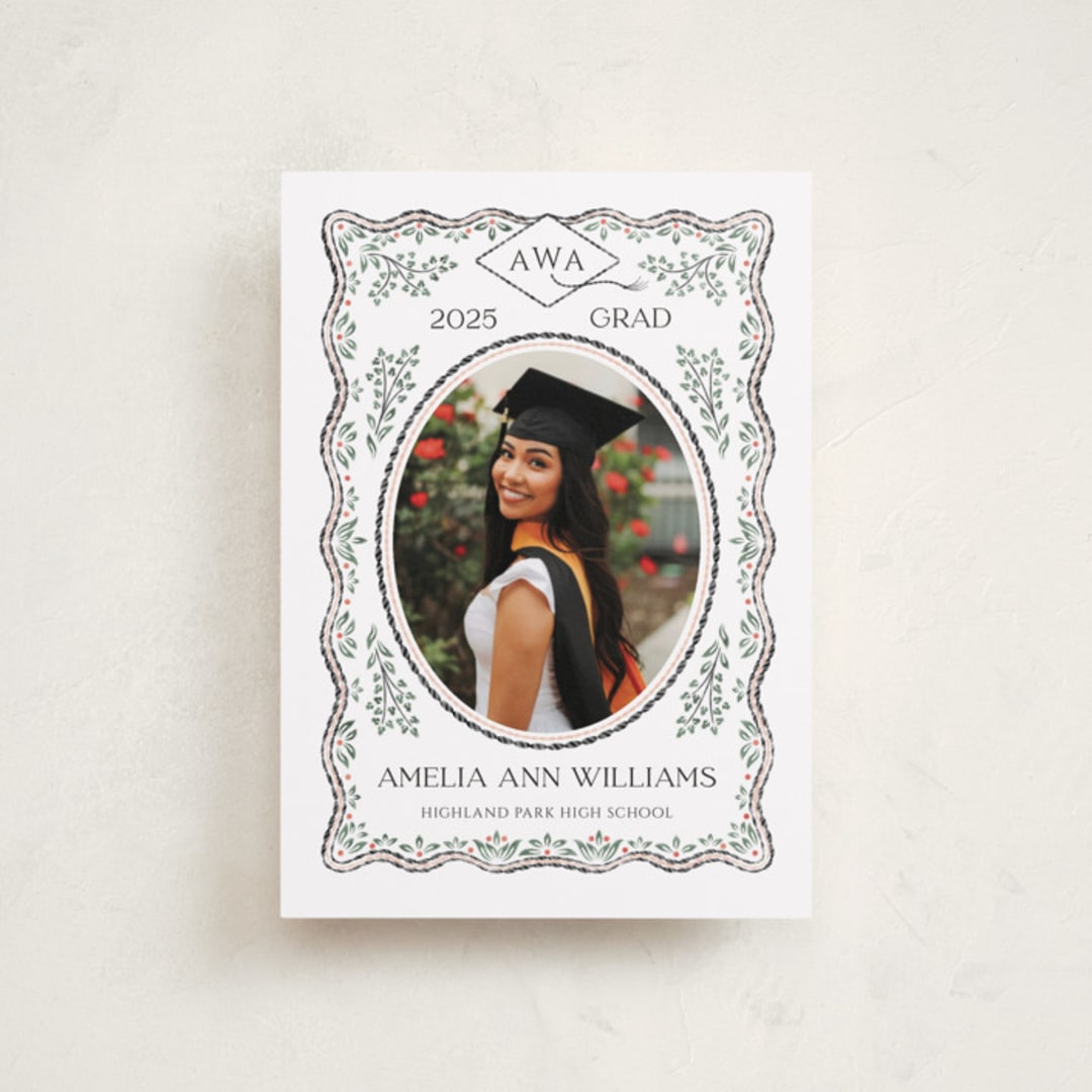 "Ivy Grad" - Graduation Announcements in Linen by Paper Sun Studio - Front