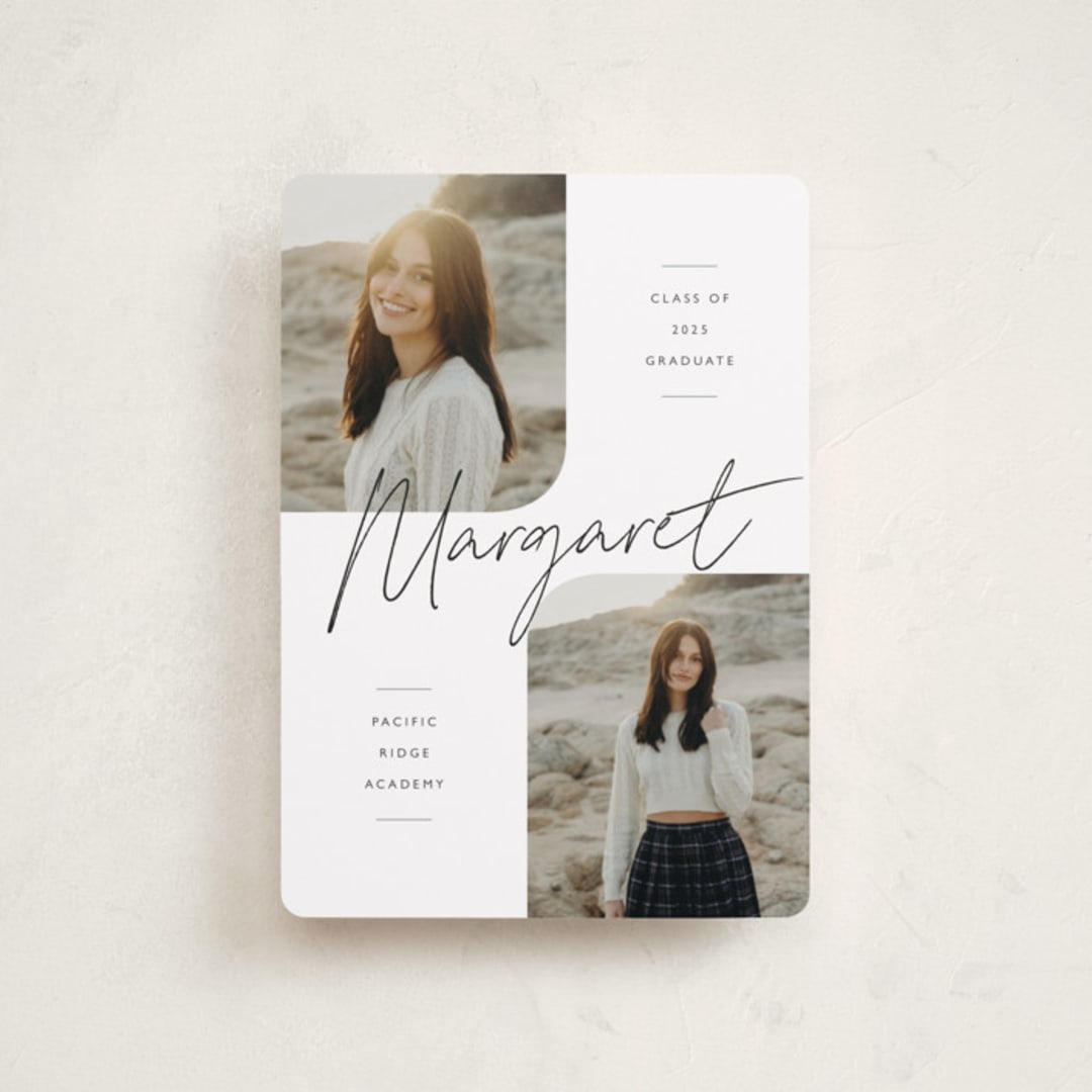 "Rounded Double" - Graduation Announcements in Cotton by Carolyn MacLaren - Front