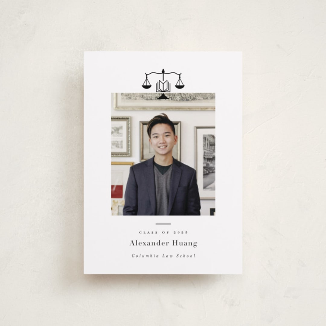 "Scales of Justice" - Graduation Announcements in Ink by Hudson meet Rose - Front