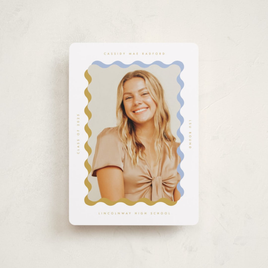 "wavy frame" - Graduation Announcements in Aqua by Baumbirdy - Front