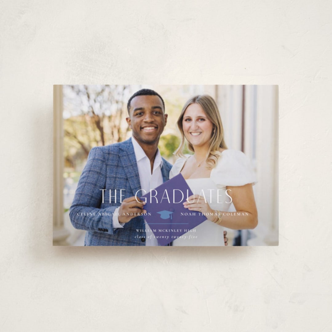 "Grad Duo" - Graduation Announcements in Sky by Ana Sharpe - Front