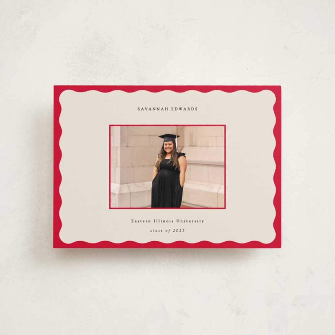 "Decorative Frame" - Graduation Announcements in Crimson by Baumbirdy - Front