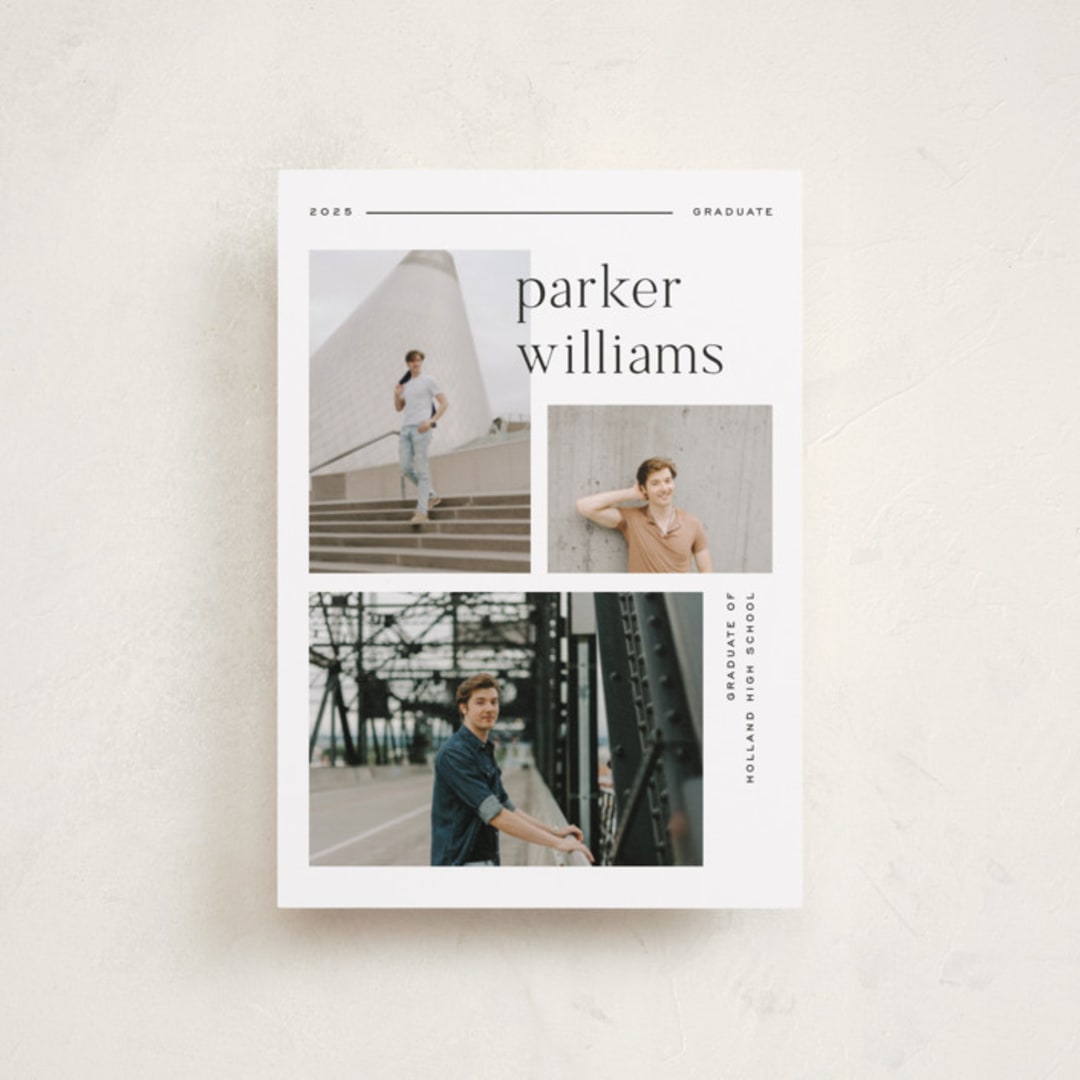 "Margins" - Graduation Announcements in Onyx by Pixel and Hank - Front