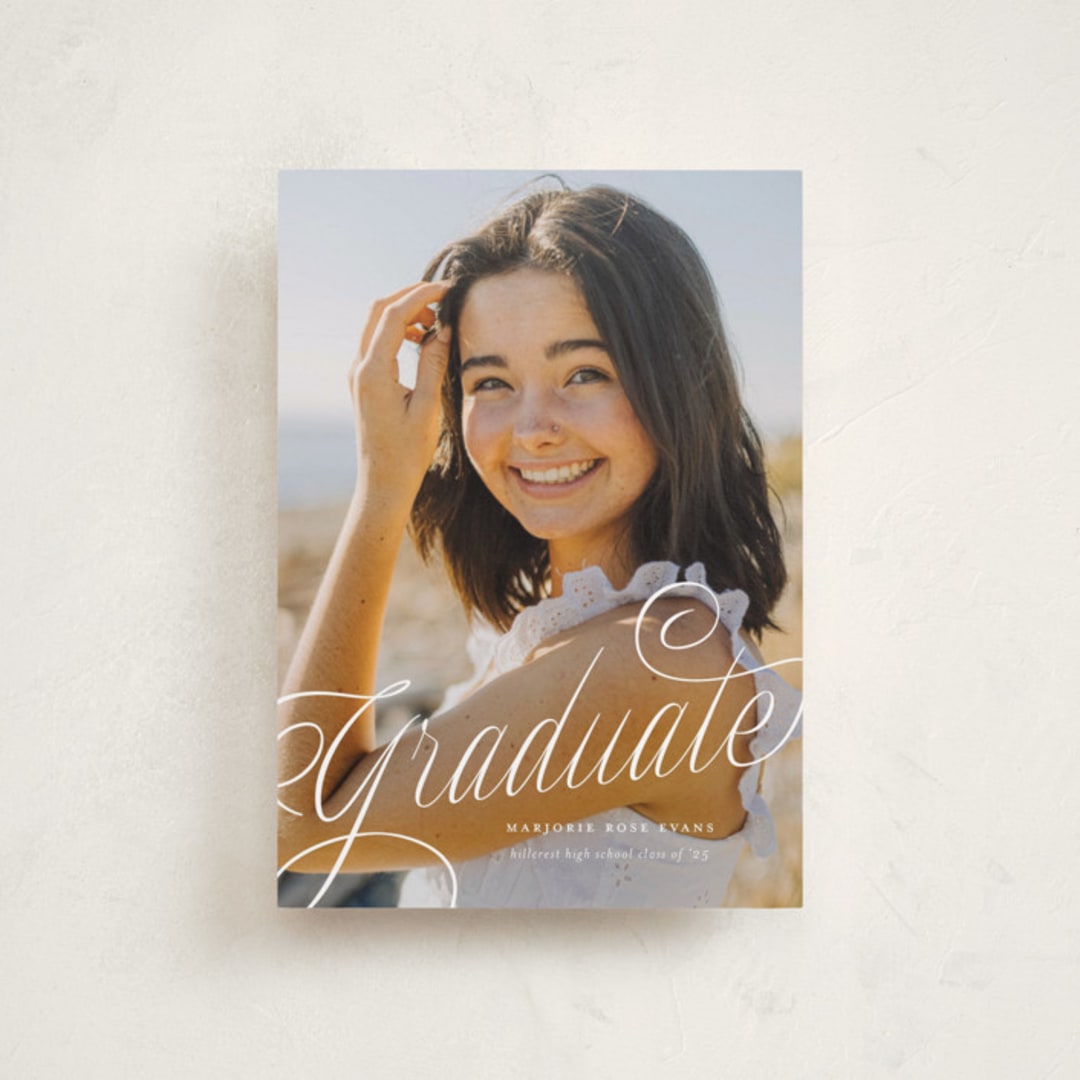 "Swooping" - Graduation Announcements in Cotton by Carmia Jordaan - Front