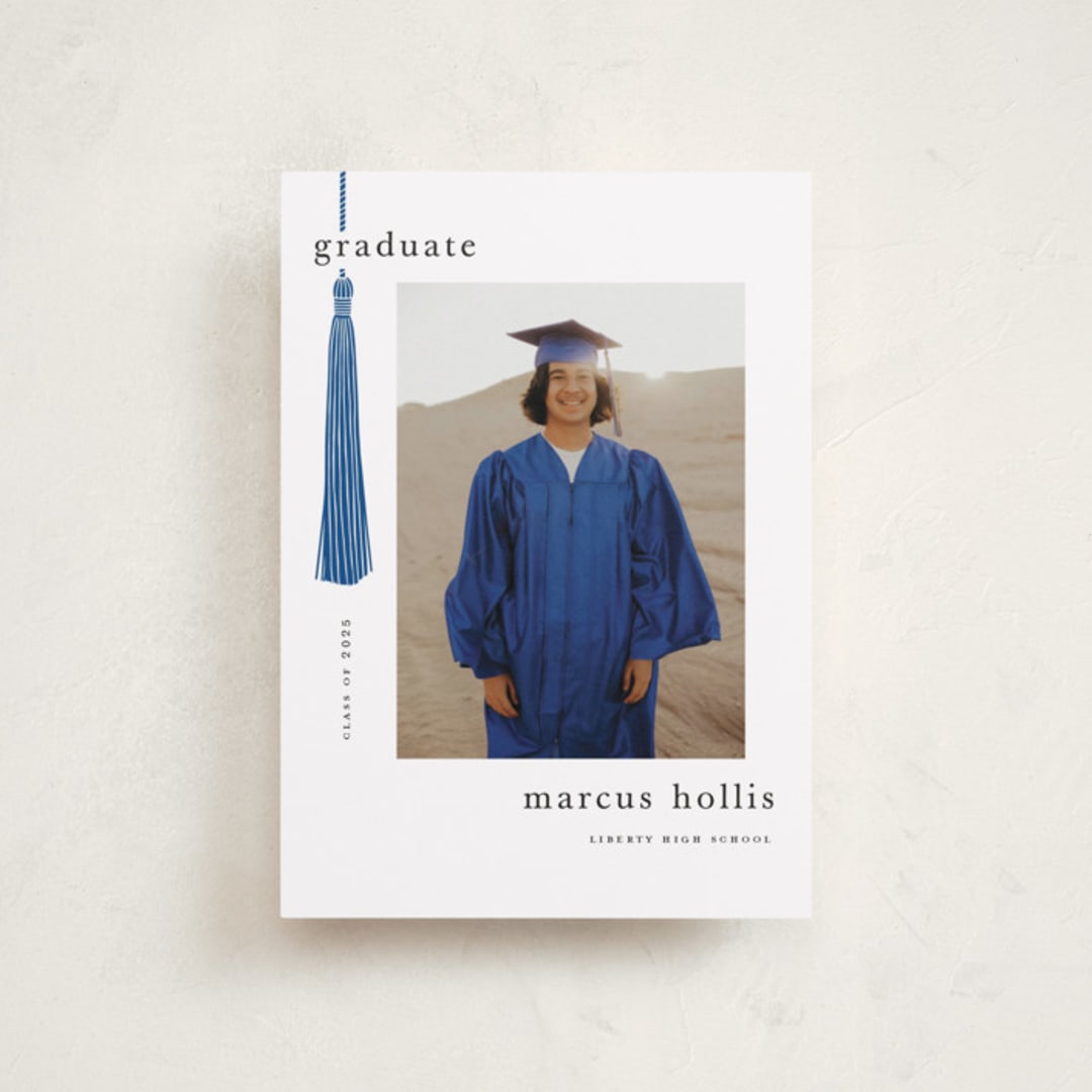 "Tassled" - Graduation Announcements in Cobalt by Ashlee Townsend - Front