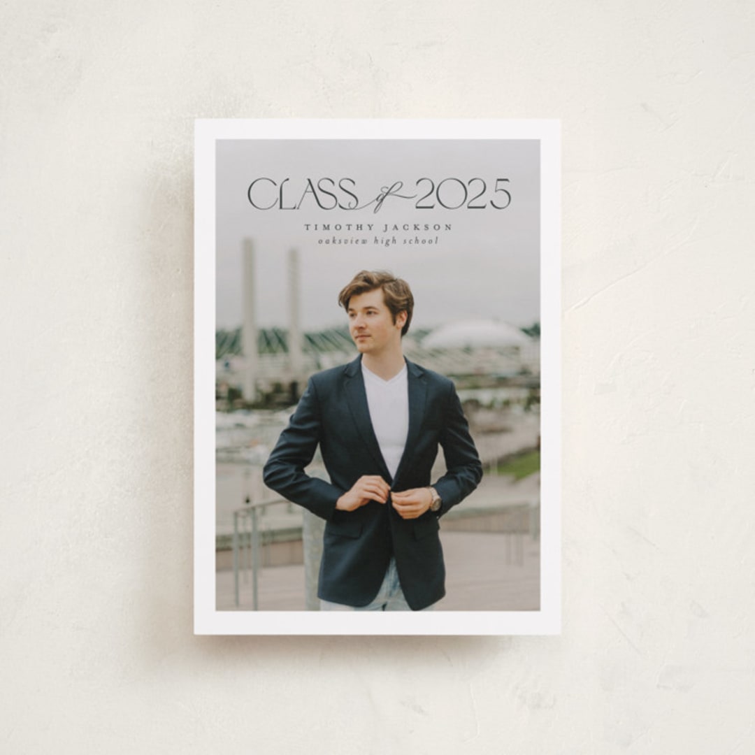 "Class" - Graduation Announcements in Charcoal by Nicole Walsh - Front