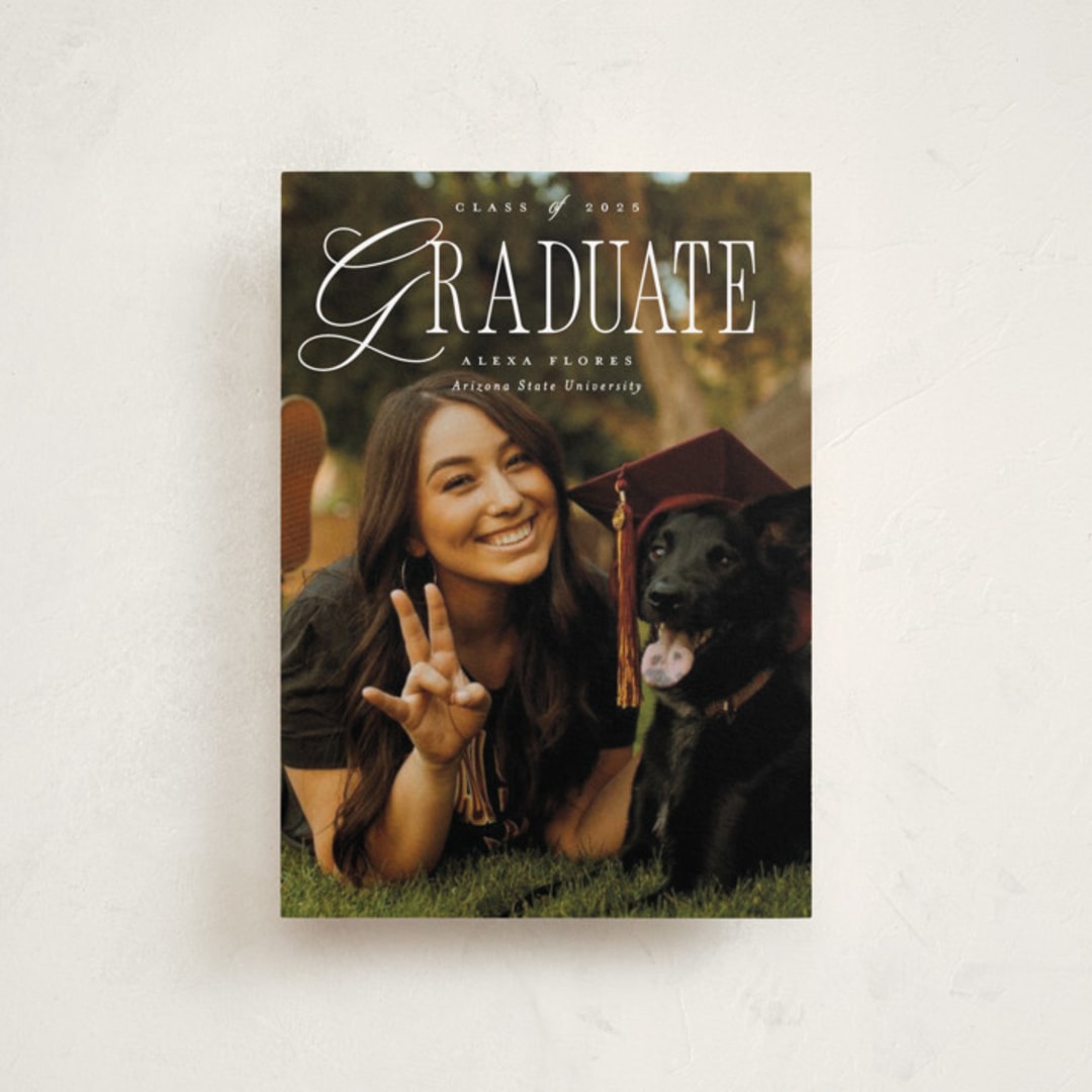 "Literary" - Graduation Announcements in Sea Salt by Everett Paper Goods - Front